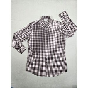 Men's Medium Trim Fit Mizzen + Main Maroon Gray Plaid‎ Button Shirt XXL